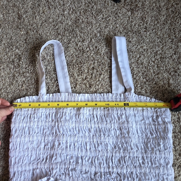 J. Crew Blue & White Smocked Striped Crop Top Gently Used Size L - Picture 14 of 14